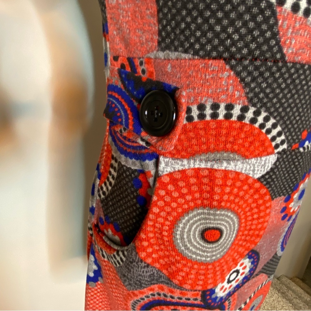 Geometric Pattern Mod Mini Dress 60’s Go-Go Cowl Neck Vintage Style Small - Picture 8 of 13